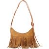 CORIOS Borsa a Mano con Frange da Donna Borsa a Spalla a Tracolla in Pelle Scamosciata Hippie Occidentale Borsa Messenger Ascellare Retro Elegante Tote per Lavoro Shopping Viaggio Marrone