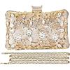 CORIOS Borsetta da Sera Donna Strass Clutch Elegante Pochette Piccolo con Catena Borsa a Mano Borsa a Tracolla Borsa a Spalla per Cocktail Festa Ballo Cerimonia Oro