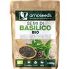 Amoseeds Semi di Basilico Bio 500G | Sazietà, Rinfrescanti, Ricchi di Proteine | Simili ai semi di Chia | Qualità Superiore
