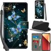 PHINIENLAND Cover per Xiaomi Redmi Note 13 Pro 4G custodia portafoglio Farfalla | 3 scomparti carte, 1 tasca banconote, Chiusura magnetica, Supporto, Pelle PU flip cover per Xiaomi Poco M6 Pro