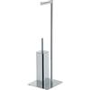 Gedy Felix Piantana Portarotolo e Scopino Bagno WC con Ciuffo in Setole Nere in Nylon, Realizzata in Acciaio Inox e Metallo Cromato, Base Quadrata Zavorrata, Dimensioni L20xP20xH69,8 cm Peso 2,185 kg