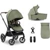 hauck Passeggino 2in1 con Ruote in Gomma, Comfort N Care SET Olive | Dalla nascita a 22 kg/4 anni, navicella con bottoni memory, seduta reversibile con coprigambe, reclinabile, adattatore ovetto