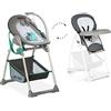 hauck Sit N Relax, Hearts - Set Seggiolone Pappa 2in1, Sdraietta Neonato con Arco Giochi fino a 9 kg, Sediolone con Vassoio da 6 Mesi a 15 kg, Telaio con Ruote, Cesto, Altezza Regolabile e Pieghevole