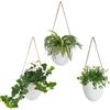 Gadgy Vasi da Parete | Set di 3 Fioriere da Appendere | Porta Piante da Parete in Ceramica | Vasi Sospesi con Corde in Canapa, Cotone ed Ecopelle | per Interno ed Esterno