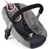 Bayer Chic 2000 - Seggiolino auto per bambole con adattatore per passeggino, porta bambole, accessori per bambole, colore: melange grigio-Navy