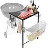 GRISUN Tavolino regolabile in altezza per bollitore Weber 22/26 Master | Perfetto per la preparazione del barbecue e l'area di lavoro; design regolabile in altezza per barbecue a carbonella Weber