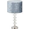 Relaxdays Abat Jour Classica, Paralume in Velluto & Base in Cristallo, E14, Lampada da Tavolo, Salotto & Camera, Grigia