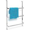 Relaxdays Portasciugamani da Bagno, Scala per la Porta, 3 Barre, Acciaio Inossidabile, HxLxP: 85 x 54 x 11 cm, Argento