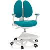 HJH Office 736416 Sedia per bambini KID WING Tessuto Blu, Pratico poggiapiedi regolabile in altezza, girevole