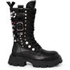 GIO+ GRETA 01D STIVALE CON PERLE E BORCHIE COMBI BLACK DARK