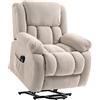 HOMCOM Poltrona Elettrica Alzapersona Reclinabile 150°, Seduta Ampia, Massaggiante, Riscaldata, Velluto, Beige | Aosom Italy