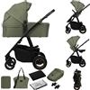 LIONELO Amber Plus Passeggino Duo 2 in 1 da 0 a 4 Anni fino a 22 kg | Navicella, Schienale Regolabile, Cinture a 5 Punti, Grandi Ruote Girevoli 360°, Cappottina XXL, Verde