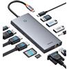 Baseus 【Ottimizzata per i chip】Baseus Stazione dock USB-C per 3 monitor, hub USB-C 13-in-1 con 2
