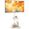 Merkloos Supporto mobile per televisore da 32 a 65 pollici - Carrello TV regolabile con base circolare in legno