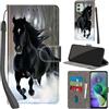 PHINIENLAND Cover per Motorola Moto G54 5G custodia portafoglio Cavallo nero | 3 scomparti carte, 1 tasca banconote, Chiusura magnetica, Supporto, Pelle PU flip cover per Moto G54 Power