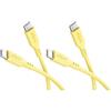 goobay 2 cavi USB-C in silicone, 1,5 m, giallo, 60 W, USB-C a USB-C | Cavo USB-C lungo 1,5 m, alimentazione fino a 60 W/3 A, guaina in silicone flessibile per una maggiore flessibilità