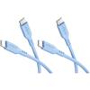 goobay 2 cavi USB-C in silicone, 1,5 m, blu, 60 W, USB-C a USB-C | Cavo USB-C lungo 1,5 m, alimentazione fino a 60 W/3 A, guaina in silicone flessibile per una maggiore flessibilità