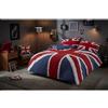 Rapport Home Rock'N Roll - Set copripiumone, Divertente Motivo con Bandiera del Regno Unito (Union Jack) Blu-Rosso-Bianco, per Letto Matrimoniale