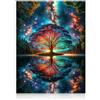Dazzlewall Albero della Vita astratto arte della parete, colorata fantasia foresta pittura stampa per camera da letto soggiorno arredamento 30x40 cm senza cornice
