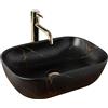 Rea - Lavabo Da Appoggio Belinda Marmo Nero Opaco Lavabo Bagno 465 X 335 X 135 mm Ceramica (Nero Opaco)