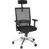 HJH Office 657260 Sedia da Ufficio PORTO MAX HIGH Tessuto/Rete, Sedia Girevole ergonomica, Schienale alto, per Scrivania, Nero