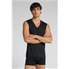 Intimissimi Canotta Smanicata Con Scollo A V In Cotone Mercerizzato Filo Premium Nero