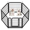 Yaheetech Recinto per Cani da Interno e Esterno 6 pz 63 x 63 cm Nero | Recinzione in Ferro con Rete, Cuccioli Gatti Conigli Animali Domestici, Giardino Casa, Salvaspazio