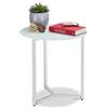 Relaxdays Tavolino Rotondo da Salotto in Vetro e Metallo, Tavolo da Caffè, Comodino HxLxP: 51 x 50 x 50 cm, Bianco
