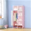 CREVICOSTA QUALITY MARK MARCAS DE CALIDAD - Armadio in tessuto portatile facile da montare con scarpiera e stoccaggio 2 colonne 4 livelli (rosa)
