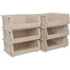 Akro-Mils 30235 AkroBins Plastic Storage Bins, Space-Saving Stackable Bins for Garage, Pantry, Craft Organization, 27,6 cm x 27,9 cm x 12,7 cm, Stone, 6-Pack