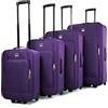 SIGN Valigia trolley in tessuto con ruote in linea (bagaglio a mano, medio, grande, molto grande), Lilla, 4-Piece Set (51cm-81cm), Valigetta in tessuto con ruote in linea