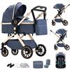 Shineey Passeggino trio,combinazione carrellino per bebè 3 in 1 passeggino cittadino con buggy pieghevole di con carriola per alta vista portatile neonato (U9-X//BLUE, U9-X)