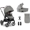 hauck Passeggino 2in1 con Pneumatici, Comfort N Care AIR SET Dark Grey | Dalla nascita a 22 kg/4 anni, navicella con bottoni memory, seduta reversibile con coprigambe, reclinabile, adattatore ovetto