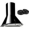 Klarstein Lumio Neo - Cappa da Cucina, Cappa a Parete, Cappa Aspirante, Design Rétro, Set Ricircolo, 3 Livelli di Potenza, Illumanzione, 610 m³/h, 2 x Filtri a Carbone, Nero