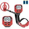 Trsaow Metal Detector per Adulti, 3 Modalità, Piastra IP68, LCD, 26 cm, Rosso | 3 modalità, piastra di ricerca IP68 da 20,3 cm, LCD retroilluminato, profondità fino a 26 cm, 1 kg, asta 106-121 cm