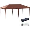 Outsunny Gazebo Pieghevole 6x3 Pop Up Altezza Regolabile Caffè | 3 Livelli, Borsa da Trasporto, Gazebo da Esterno, Resistente in Acciaio e Tessuto Oxford, per Giardino, Feste, Campeggio