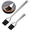 Voarge Spazzola in silicone per barbecue, set da 2 pezzi, in silicone e acciaio inox, utilizzabile come spazzola per barbecue