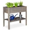 Relaxdays Fioriera in Legno, Scomparto, Aiuola a Cassetta da Balcone, per Erbe Aromatiche, HLP 80x88x43,5 cm, Grigio