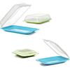 TATAY Contenitore Alimenti Fresh Senza BPA Porta Affettati per Frigorifero | Contenitore Alimenti Cucina | Set da 4 Pezzi | Adatto alla Lavastoviglie | Adatto al Microonde | Colori Azzurro e Lime