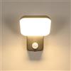 Comely Lampada da parete all'aperto con sensore di movimento e sensore di crepuscolo 16W LED nero IP65 3000K lampada da parete bianca calda per terrazza giardino balcone zona ingresso