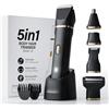 MIFXIN 5 in 1 Body Trimmer Uomini, Rasoio Elettrico Uomini, Rasoio Elettrico Ricaricabile Corpo, IPX7 Impermeabile Wet and Dry Rasoio Elettrico, Rasoi con 2 Pettini, Parti Private, Barba