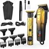 StarTech Tagliacapelli da uomo - Set professionale per capelli e barba - Lama a T in acciaio inossidabile - Senza fili con USB-C - Display a LED - 85 minuti di autonomia