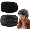 VPB 2 fasce per capelli intrecciate all'uncinetto, da donna, invernali, scalda-orecchie, per donne e ragazze, per sport invernali all'aperto, sci, corsa