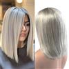 Afinska Parrucca di capelli umani biondo cenere Tiny Highlight Balayage, 33 x 10 cm, con lace front, UHD, trasparente, senza colla, corte bob, lisci, 30,5 cm, densità 200%, 100% Remy, per donne