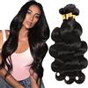 Salharer Ciocche di capelli veri da cucire, ondulati, doppia trama, 3 ciocche da 50 g/per capelli Remy, colore nero naturale, per donna, 30,5 cm, 30,5 cm, 30,5 cm