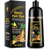 CCKULOOB Shampoo per capelli nero tintura istantanea, colore naturale, a lunga durata, per uomini e donne, tinta in pochi minuti, 500 ml