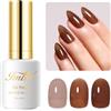 Imtiti Brun Vernis Semi Permanent, 15ml French Semi Permanent Café Brun Transparent Cristal Gel Nail Polish Gelée Vernis À Ongles Gels Semi Permanents Soak Off UV Led Manucure