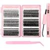 Augesak Ciglia Finte Ciuffetti,580 Pezzi Kit Extension Ciglia,30-40-50-60-80-100D Lash Cluster,Ciuffetti Ciglia Finte Kit per Ragazze e Donne Principianti (8-16mm Mix)
