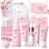 SHOPPGO Sakura Skin Care, Kit Skincare Viso Completo, 15 Pezzi | Set Skincare mit Maschera Facciale Fango, Crema, Viso E Siero Occhi, Lip Mask, Patch Occhi, Maschera Viso