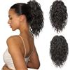 FLUFYMOOZ Ponytail, extension per capelli a coda di cavallo, 31 cm, ondulata e riccia con clip per il mento, parrucche sintetiche da donna, colore nero